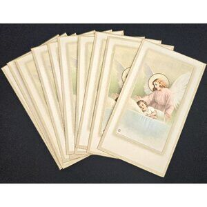 Guardian Angel with Sleeping Child Holy Cards Lot Vintage 1950s NOS 10pc